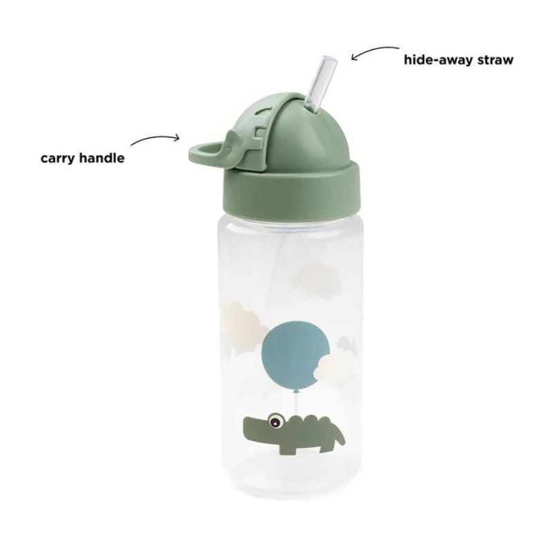 Straw Bottle Croco Green