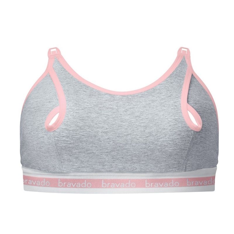 Clip And Pump Hands - Free Nursing Bra Dove Heather/Peony
