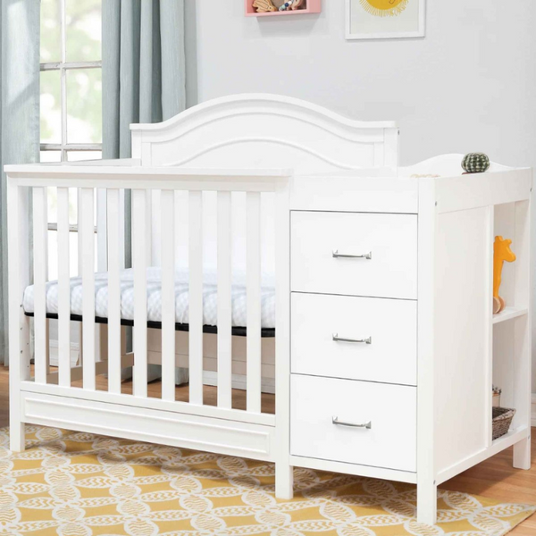 Charlie 4-in-1 Convertible Mini Crib and Changer - White | Snuggle