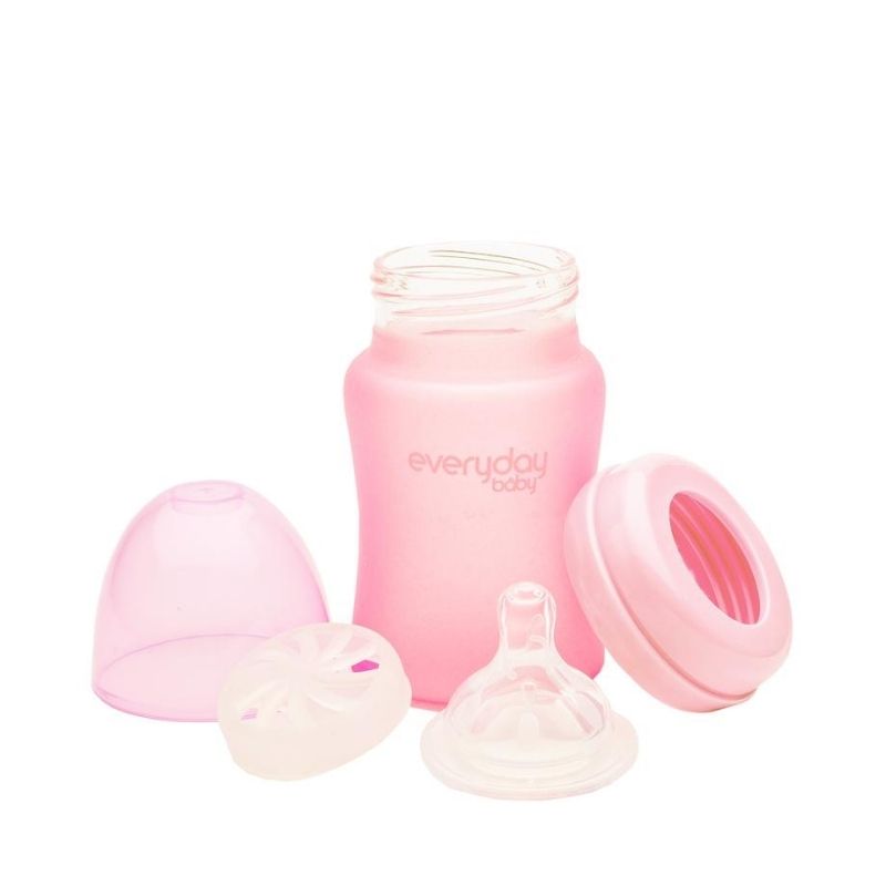 Glass Baby Bottle  Rose Pink