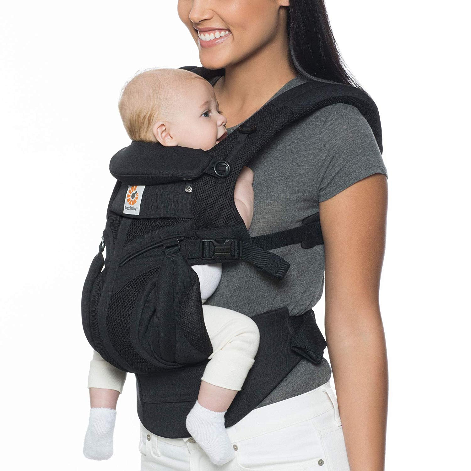 Nouveau porte-bébé Ergobaby Omni 360 toutes positions pour nouveau-né à  tout-petit avec soutien lombaire et maille d'air frais (7-45 lb)