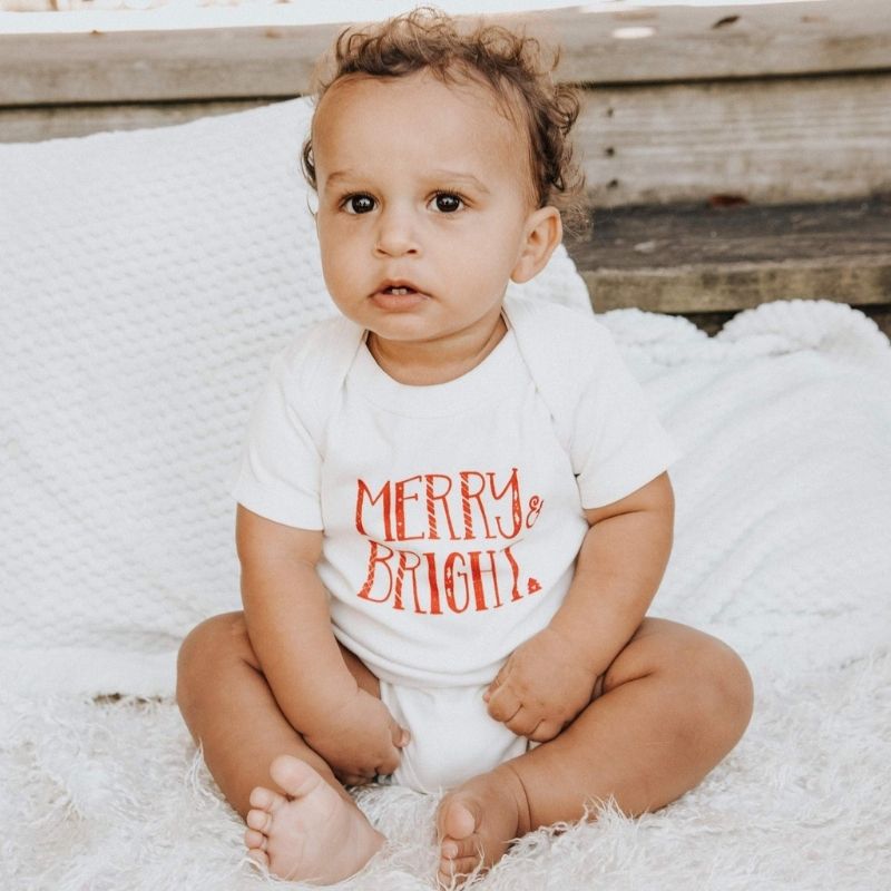 Holiday Graphic Short Sleeve Bodysuit Merry & Bright