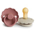 Daisy Natural Rubber Baby Pacifier - 2-Pack Powder Blush & Cream