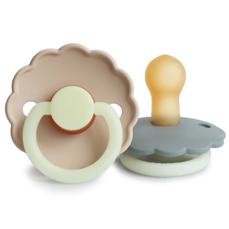 Daisy Natural Rubber Baby Pacifier - 2-Pack Croissant & French Grey