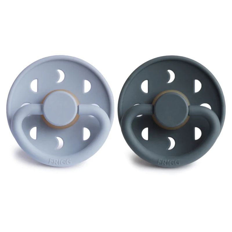 Moon Natural Rubber Baby Pacifier - 2 Pack Powder Blue & Slate