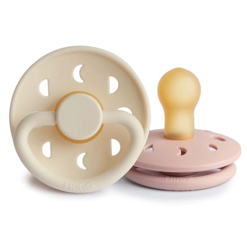 Moon Natural Rubber Baby Pacifier - 2 Pack Blush & Cream