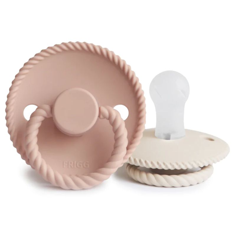 Rope Silicone Baby Pacifier - 2 Pack Blush & Cream