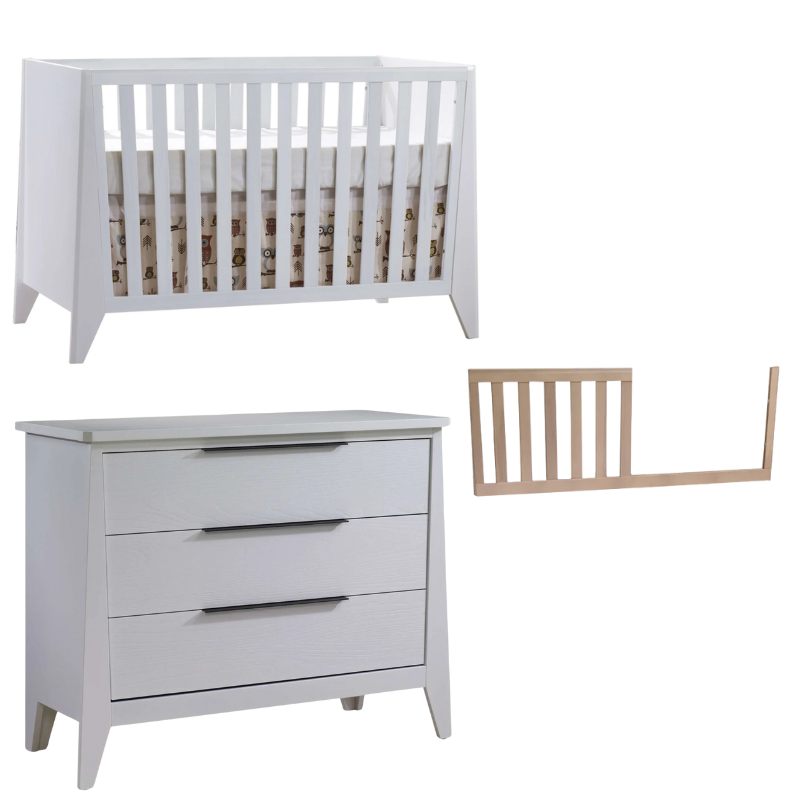 Flexx Crib and Dresser + Toddler Rail Bundle