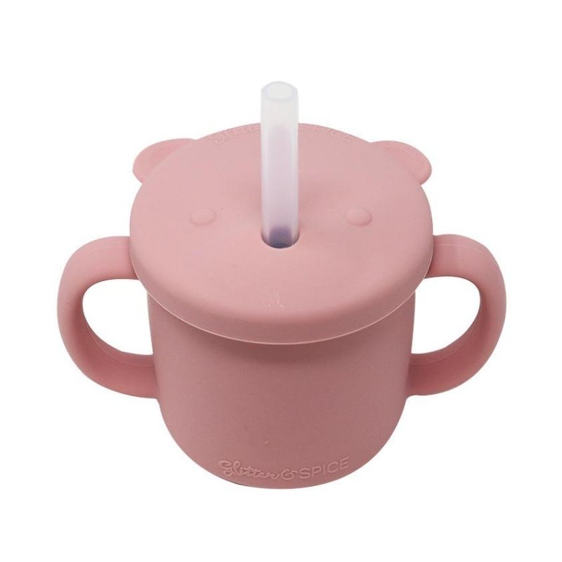 Grow With Me Silicone Bear Cup Rose
