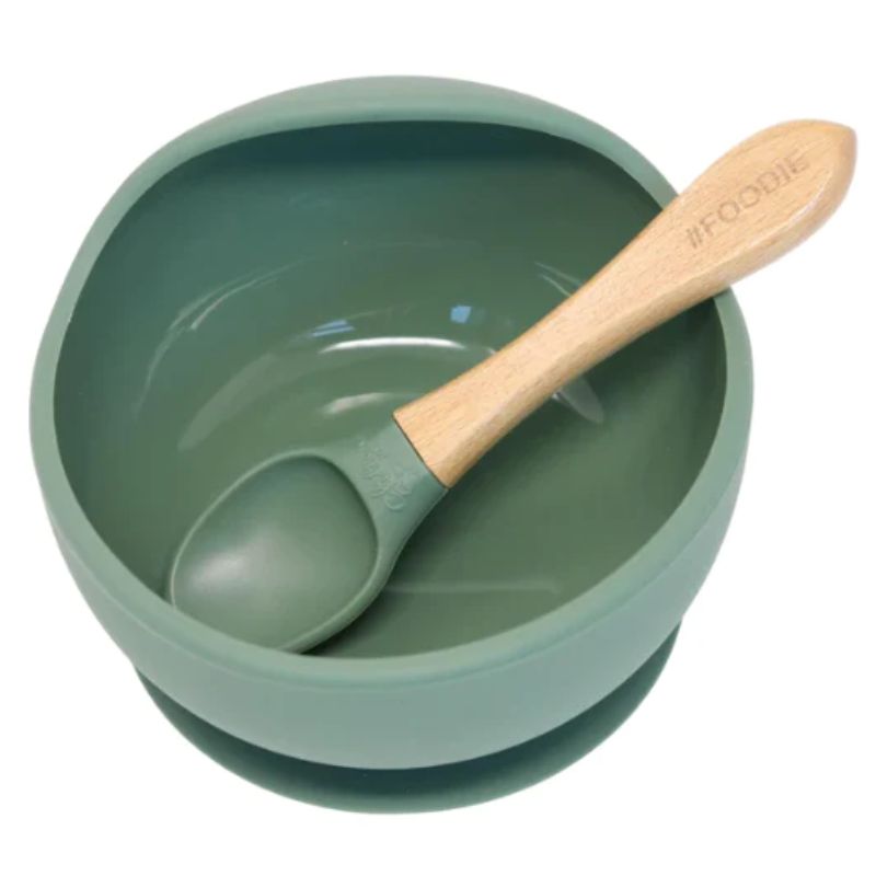 Silicone Bowl + Spoon Set Mossy Meadows