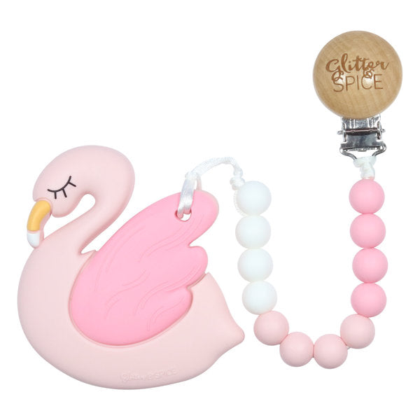 Teether-Wolf Pup Flamingo