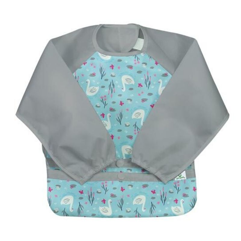 Snap + Go Easy-Wear Long Sleeve Bibs Aqua Swan