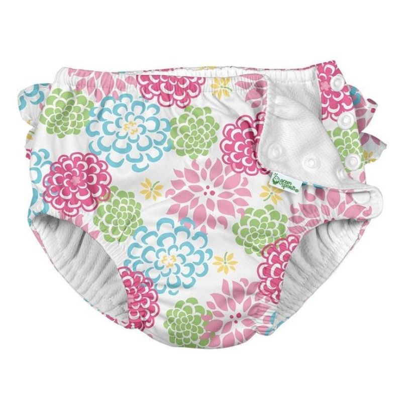 Ruffle Snap Reusable Absorbent Swim Diaper White Zinnia