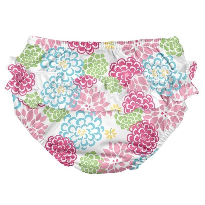 Ruffle Snap Reusable Absorbent Swim Diaper White Zinnia