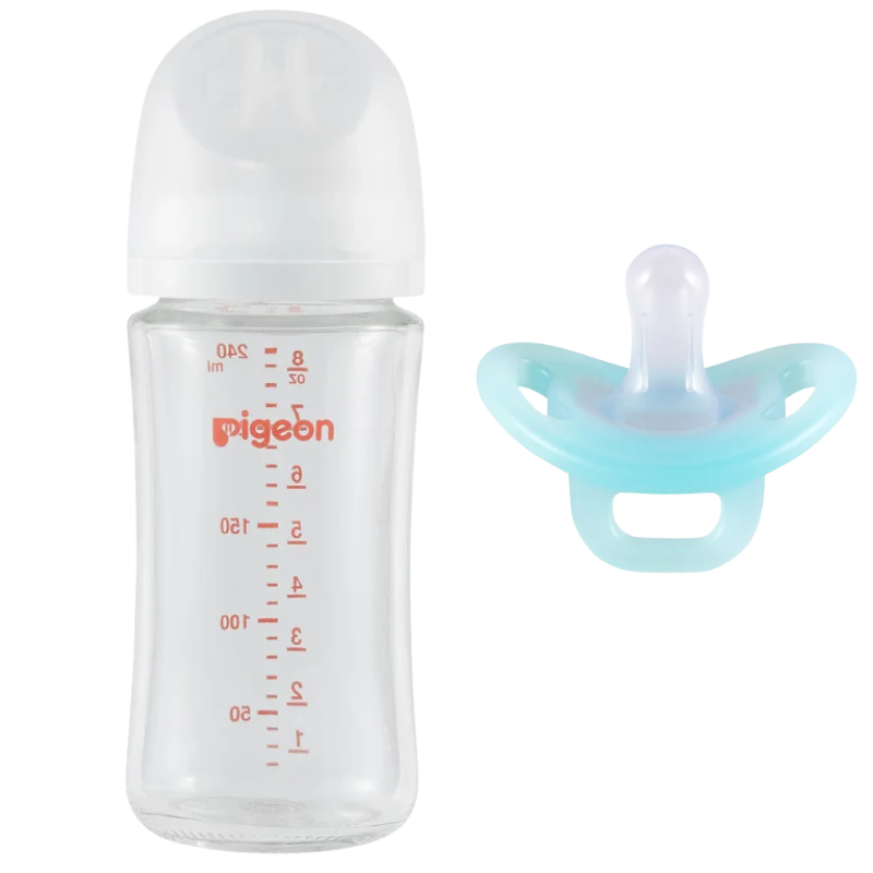 Glass Baby Bottle + FREE Soft Buddy Silicone Pacifier