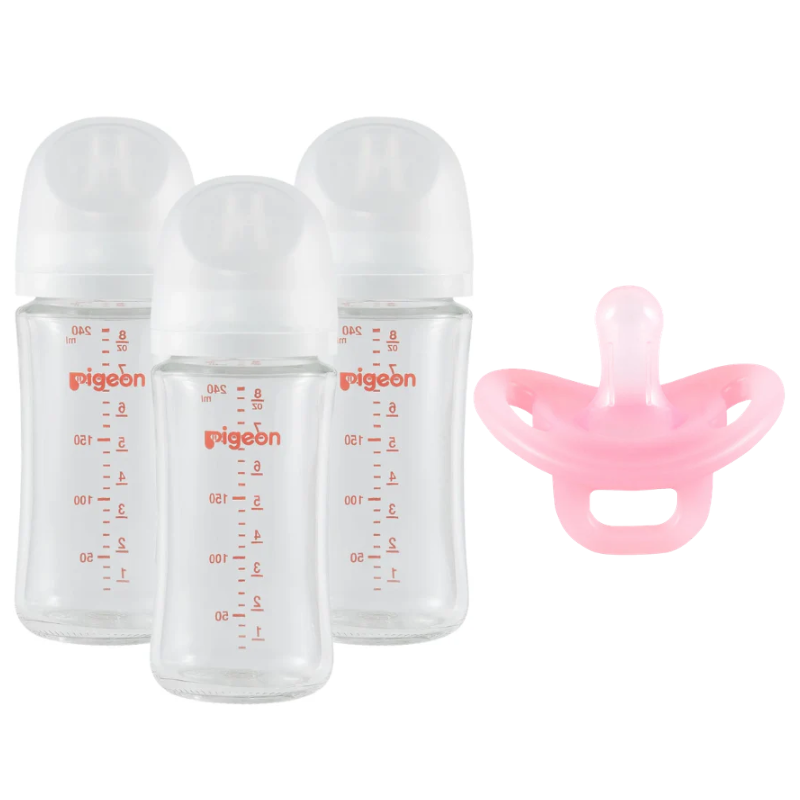 Glass Baby Bottle + FREE Soft Buddy Silicone Pacifier