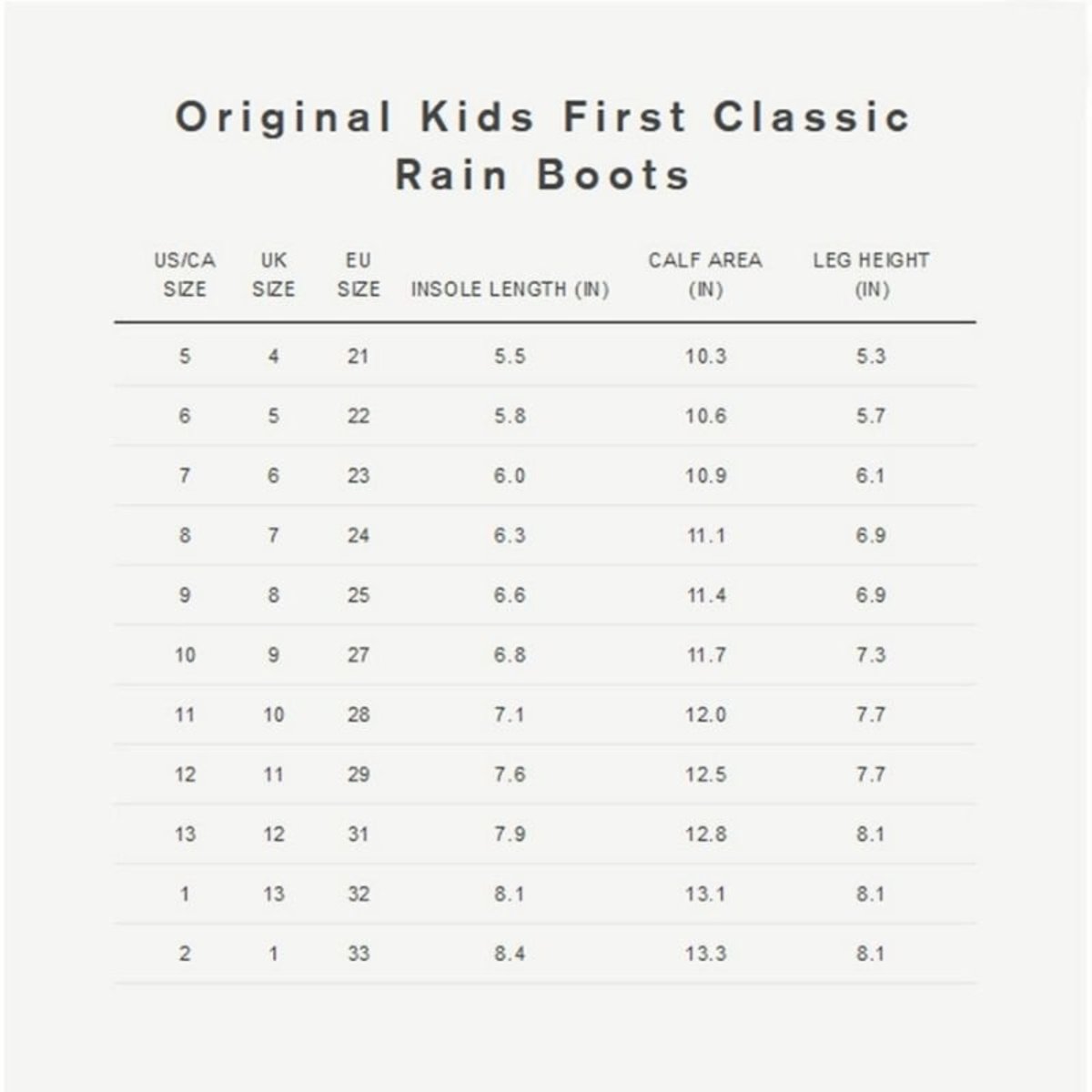 Original Kids First Classic Rain Boots Classic Black
