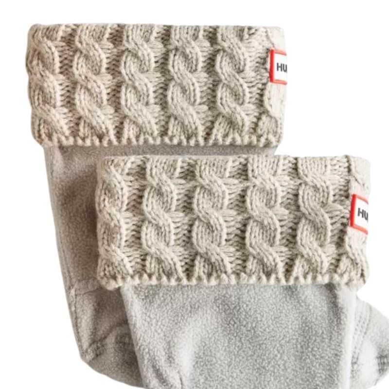 Kids 6 Stitch Cable Knitted Cuff Boot Socks Greige
