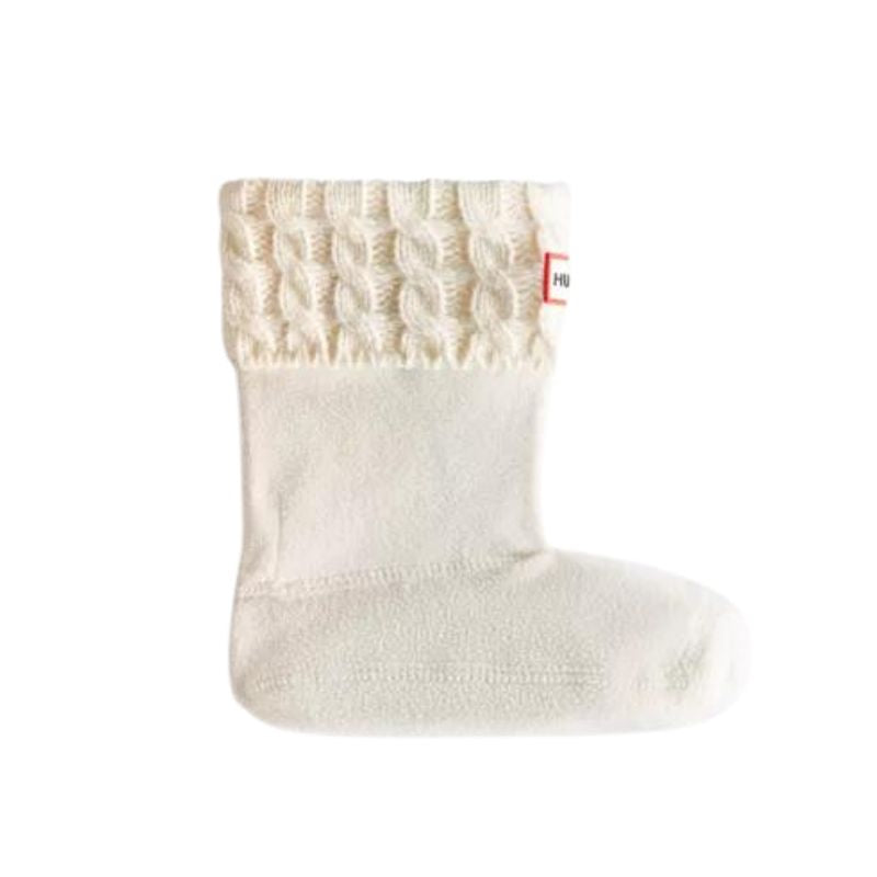 HUNTER KIDS RECYCLED MINI Cable BOOT SOCK White Size L Browns