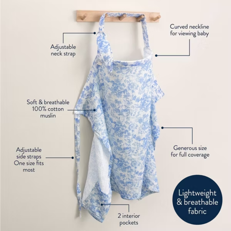 Breastfeeding Cover Apron Style - Blue Toile