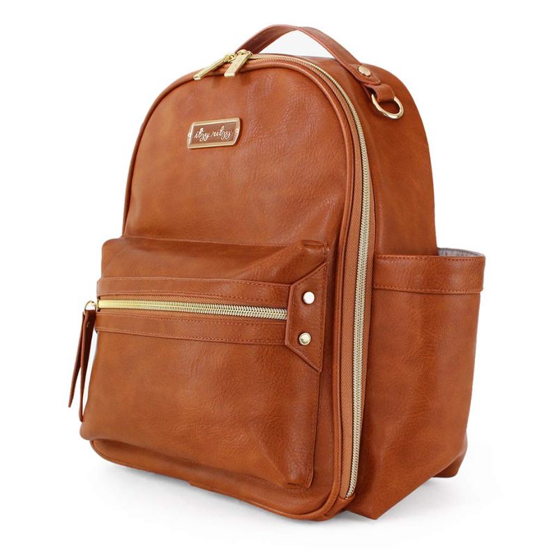 Mini Backpack Diaper Bag Cognac