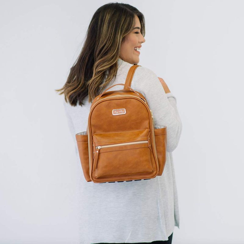 Mini Backpack Diaper Bag Cognac