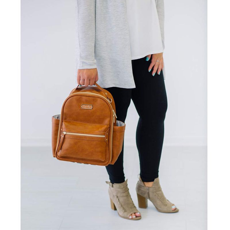 Mini Backpack Diaper Bag Cognac