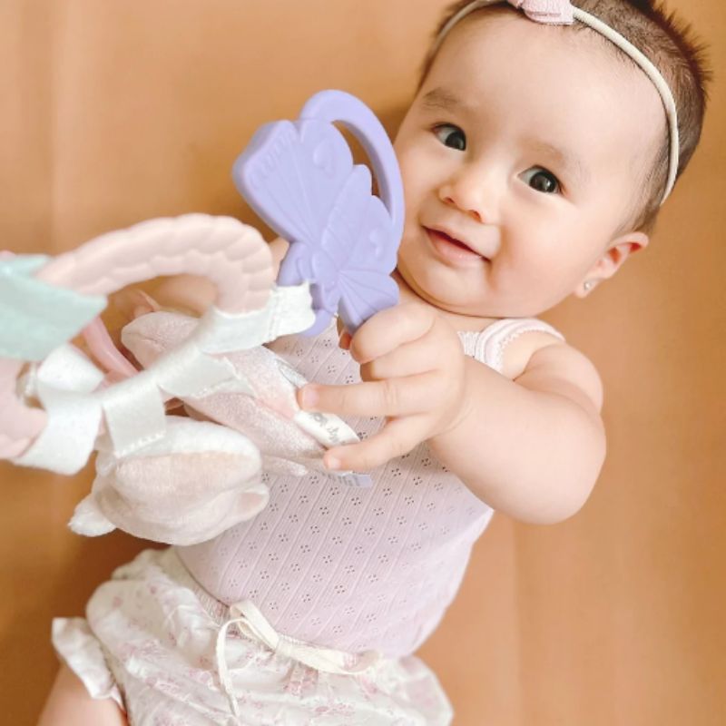 Bitzy Busy Ring Teething Activity Toy  Pastel Bunny