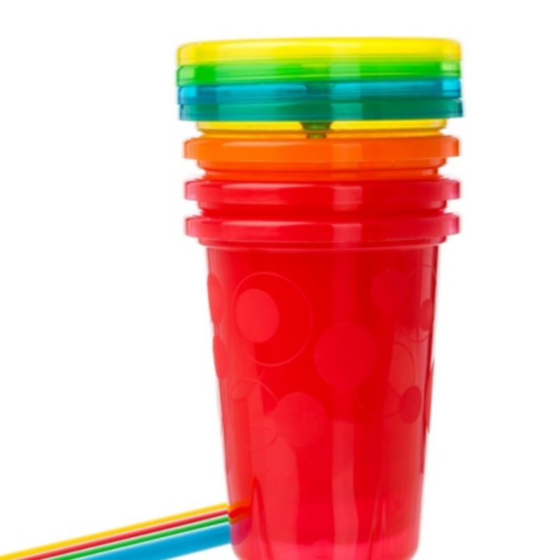 Take and Toss 10 oz Spill Proof Straw Cups - 4 Pack
