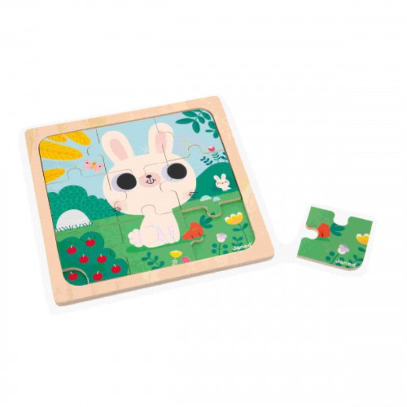 Janod White Rabbit Puzzle - 9pcs Janod White Rabbit Puzzle - 9pcs