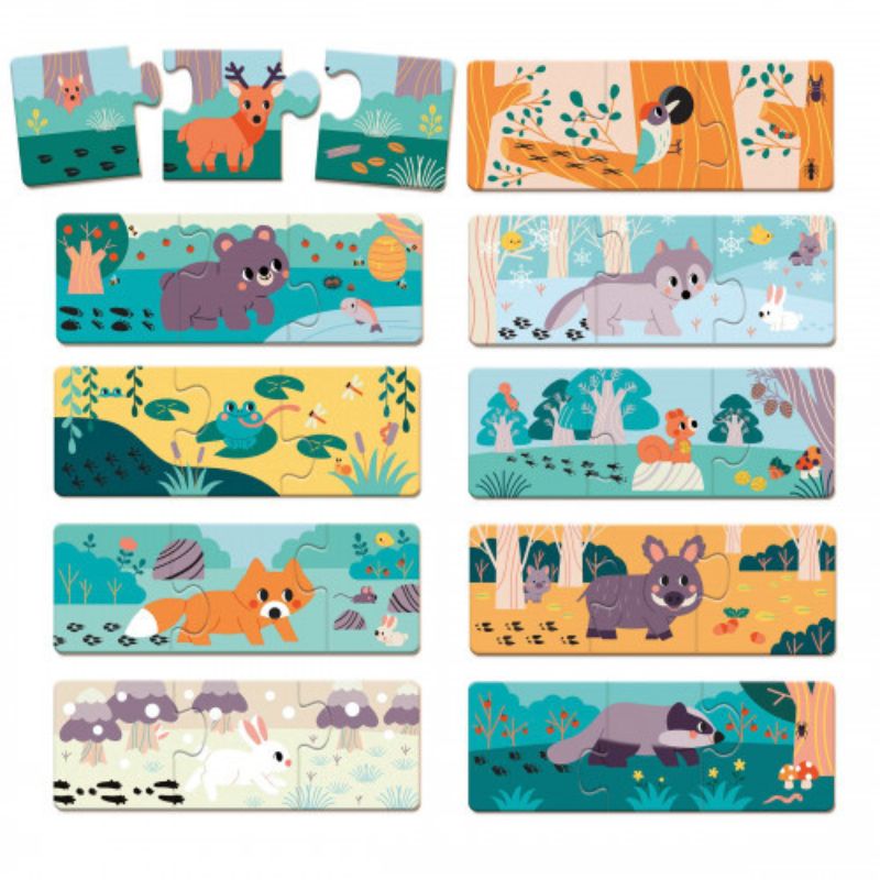 Animal Footprints Puzzle - Set of 10 