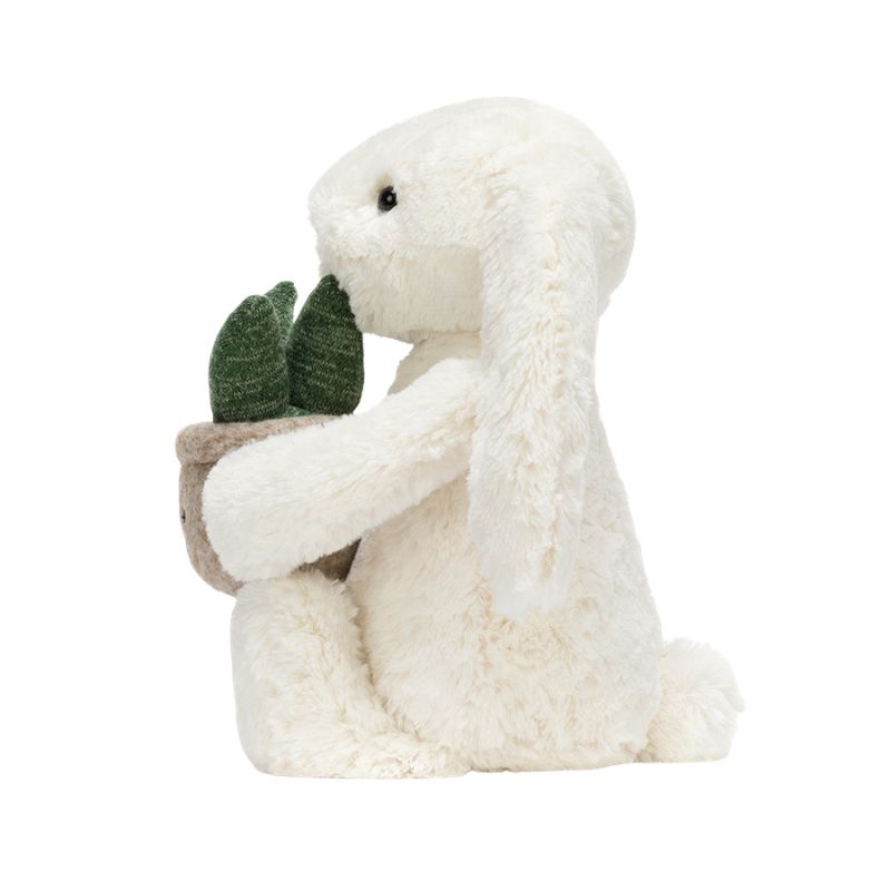 Cream Bunny with Plant Plush Toy