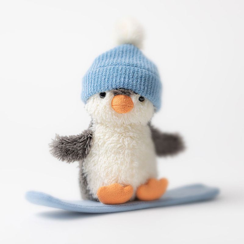 Peanut Penguin Snowboarding Plush Toy