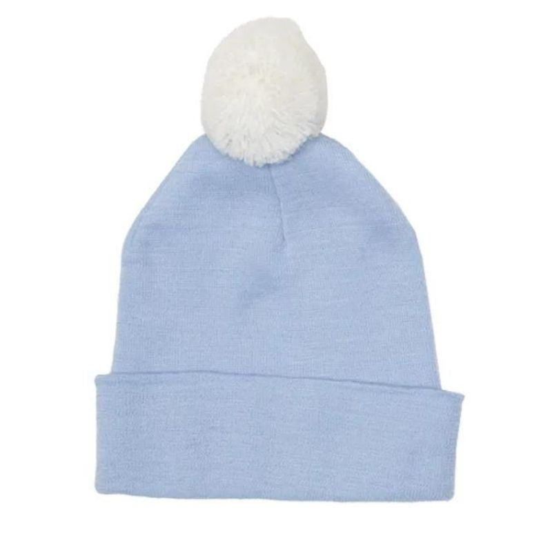 Newborn Knitted PomPom Hat Blue