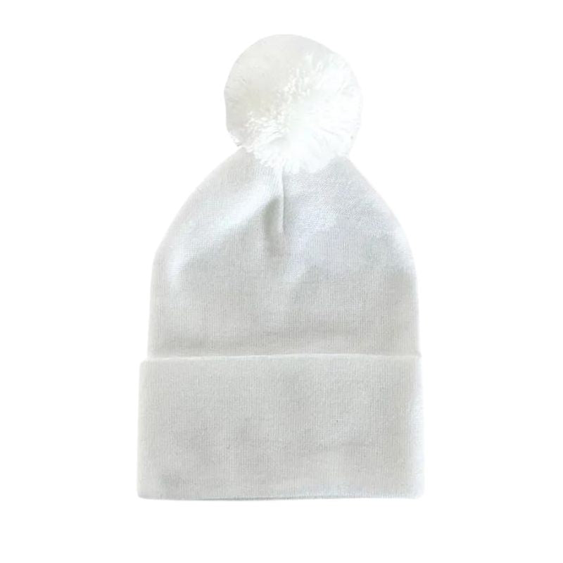 Newborn Knitted PomPom Hat White