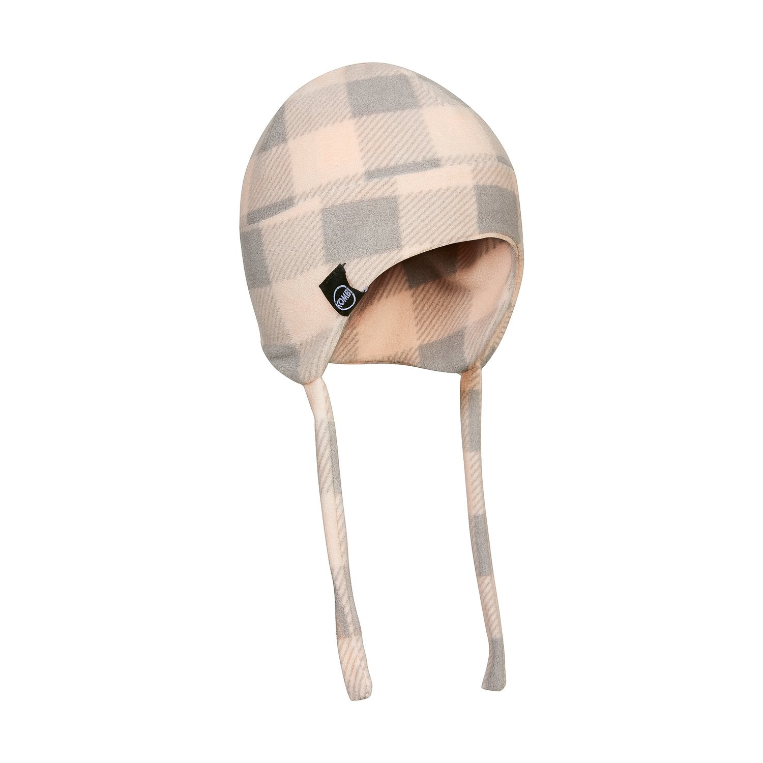 Fleece Plaid Beanie Pink