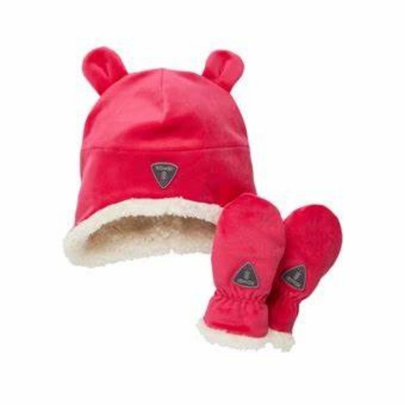 Sherpa Toque and Mittens Set  Flamingo