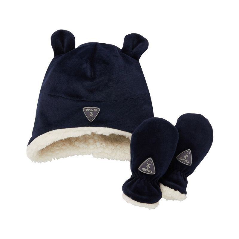 Sherpa Toque and Mittens Set  Dark Navy