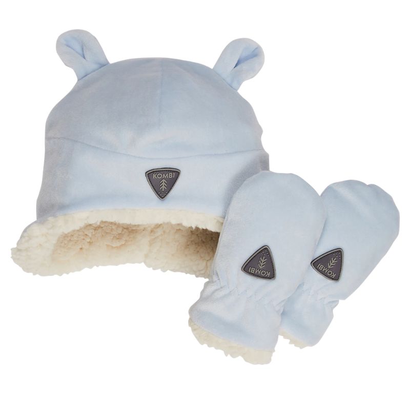 Sherpa Toque and Mittens Set  Blue