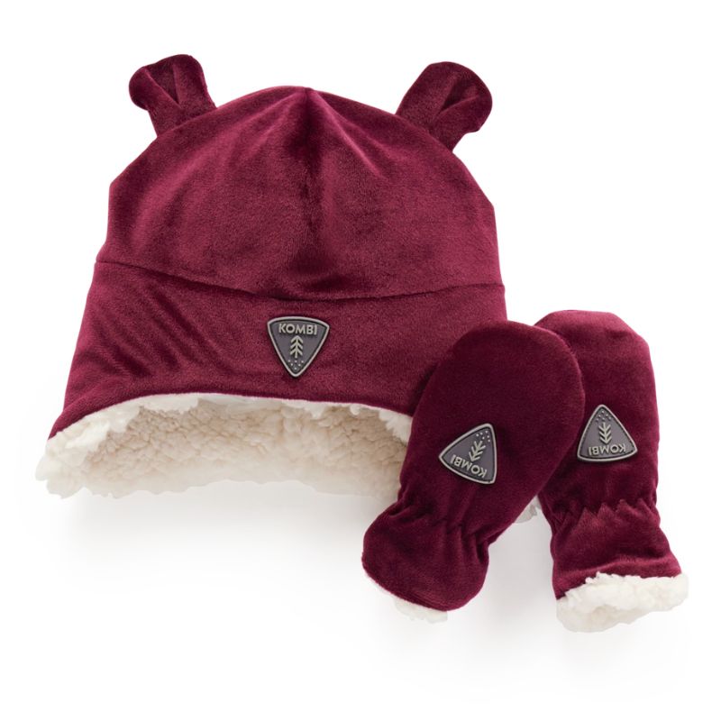 Sherpa Toque and Mittens Set  Grape