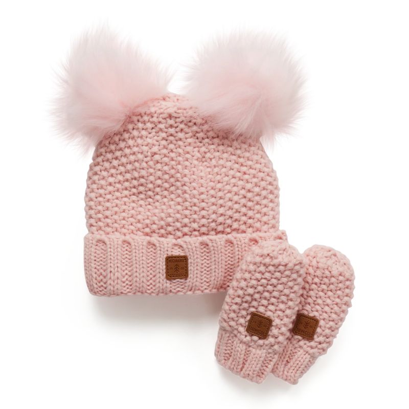 Adorable Knit Toque and Mittens Set - Infants Rose Shadow