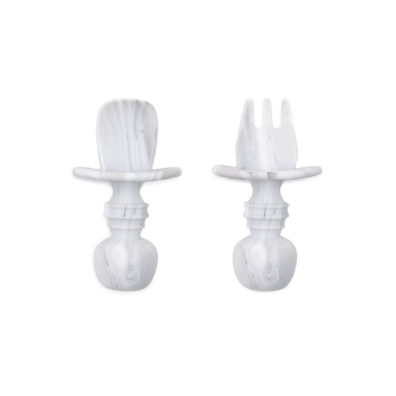 Chewtensils Spoon + Fork Set Marble