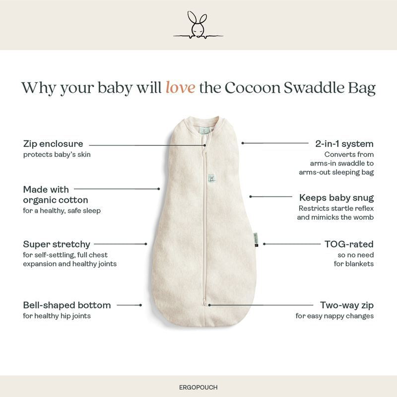 Cocoon Sleep Sack Swaddle - Organic Cotton Swaddle Bag - 2.5 TOG
