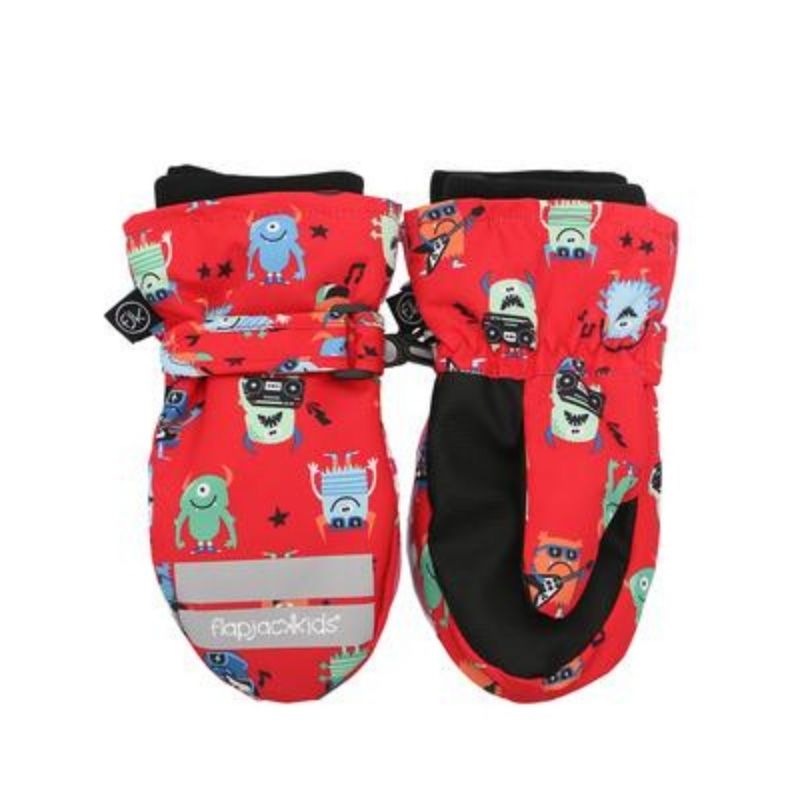 Water Repellent Ski Mittens Monster Red