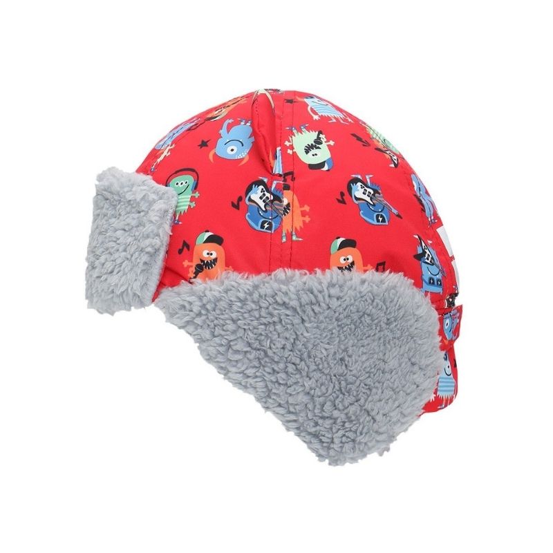 Water Repellent Trapper Hat Monsters Red