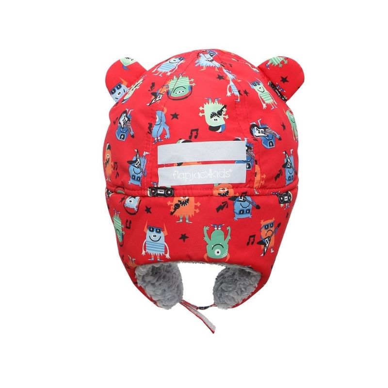 Water Repellent Trapper Hat Monsters Red