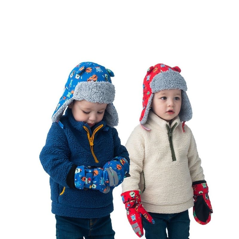 Water Repellent Trapper Hat Monsters Red