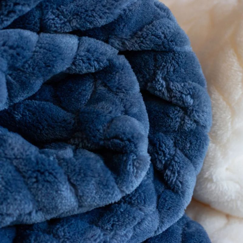 Jacquard Flannel Blanket Navy