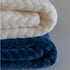Jacquard Flannel Blanket Navy