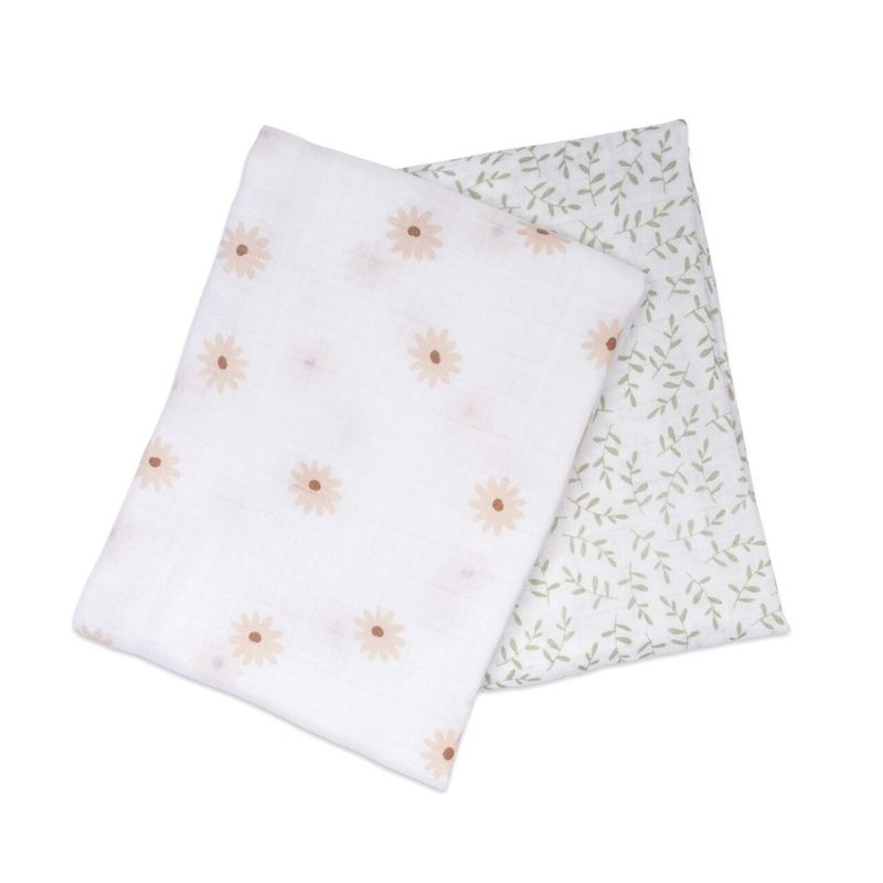 Cotton Swaddles - 2 Pack Daisy and Greenery